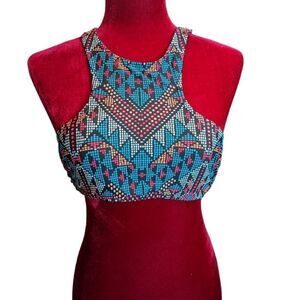 Xhilaration Aztec Halter Bikini Top Size Medium